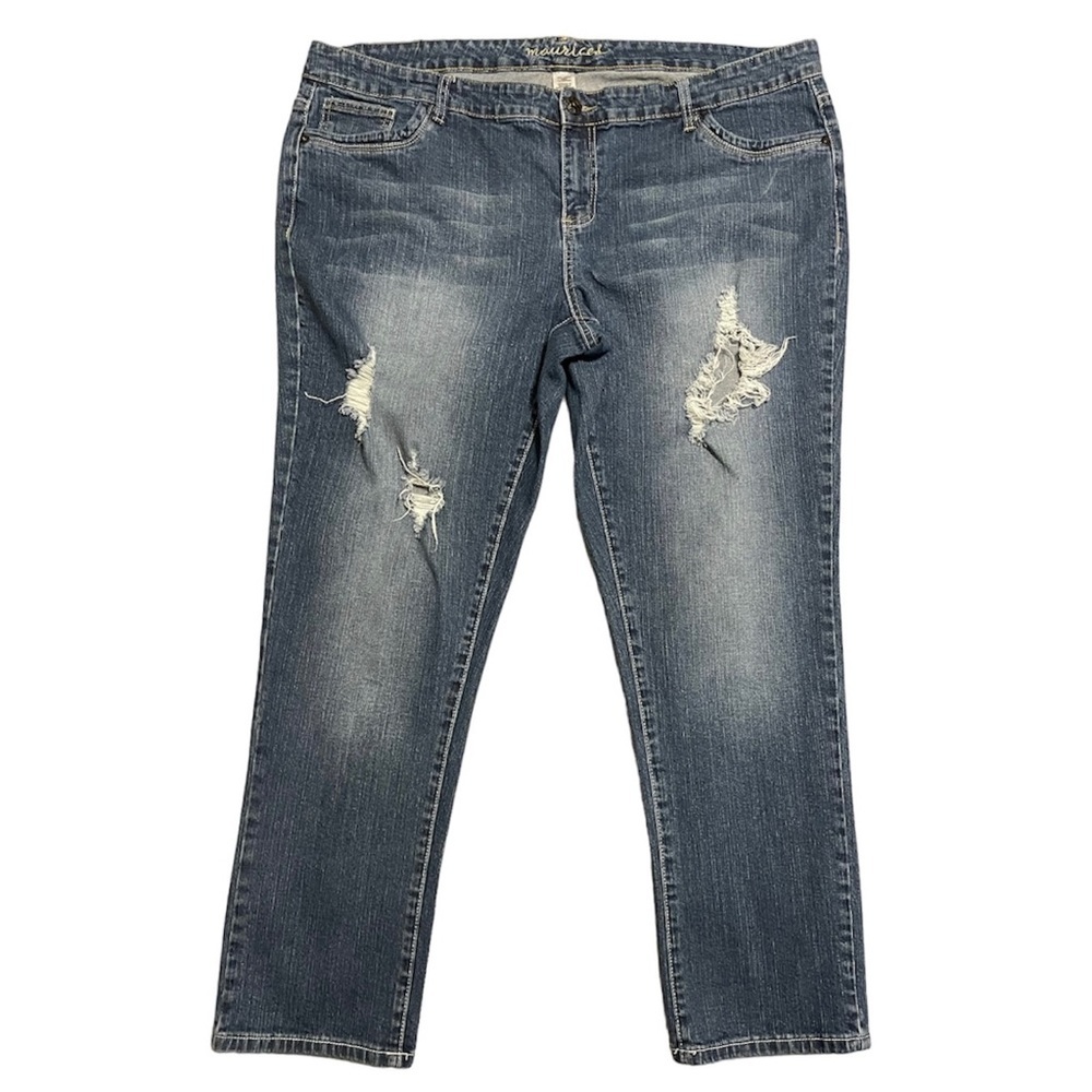 Maurices Denim Straight Distressed Jeans Stretch 24 Regular